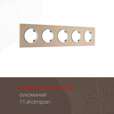 Рамка из алюминия на 5 постов 502.11-5.shampan Рамка из алюминия на 5 постов 502.11-5.shampan