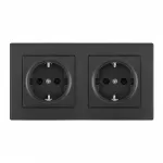 Розетка двойная (двухпостовая) с заземлением и шторками Arte Milano SET06-2-40-1x2 black от ImperiumLoft