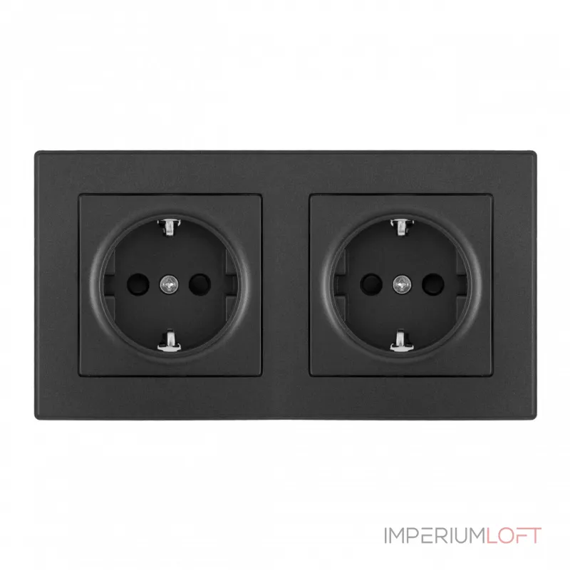 Розетка двойная (двухпостовая) с заземлением и шторками Arte Milano SET06-2-40-1x2 black от ImperiumLoft Розетка двойная (двухпостовая) с заземлением и шторками Arte Milano SET06-2-40-1x2 black от ImperiumLoft
