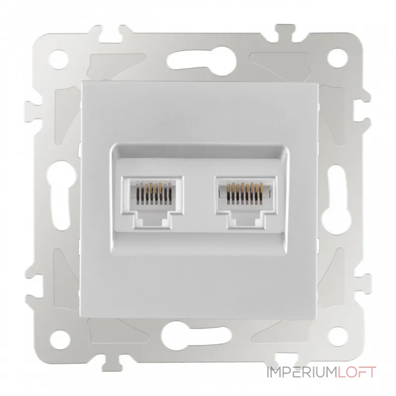 Розетка телефонная RJ11 + интернет RJ45 203.44-1.silver от ImperiumLoft Розетка телефонная RJ11 + интернет RJ45 203.44-1.silver от ImperiumLoft