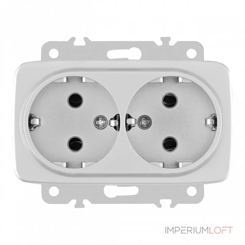 Розетка двойная с заземлением, 16A 250V 205.40-2.silver от ImperiumLoft Розетка двойная с заземлением, 16A 250V 205.40-2.silver от ImperiumLoft