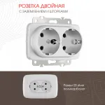 Розетка двойная с заземлением, 16A 250V 205.40-2.silver от ImperiumLoft