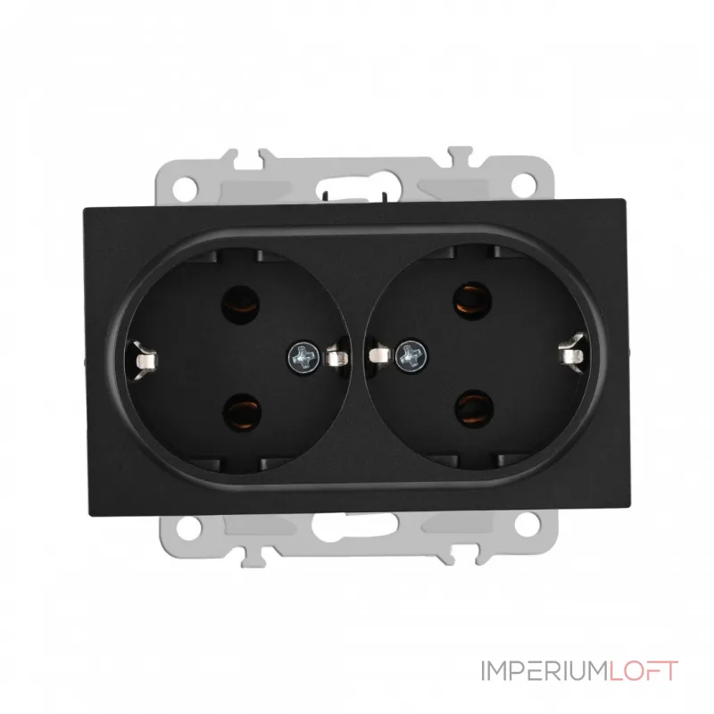Розетка двойная с заземлением, 16A 250V 206.40-2.black от ImperiumLoft Розетка двойная с заземлением, 16A 250V 206.40-2.black от ImperiumLoft