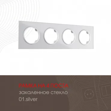 Рамка из закаленного стекла на 4 поста 502.01-4.silver Рамка из закаленного стекла на 4 поста 502.01-4.silver