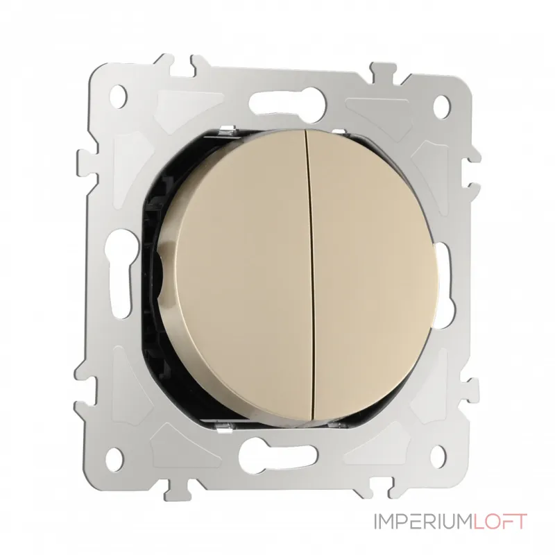 Выключатель двухклавишный проходной (на 2 направления), 10AX 250V 202.32-2.shampan от ImperiumLoft