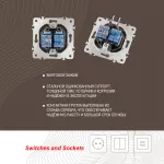 Розетка телефонная RJ11 + интернет RJ45 203.44-1.shampan от ImperiumLoft