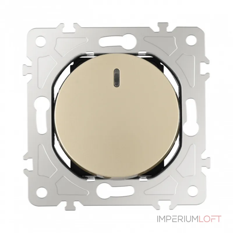 Выключатель одноклавишный с подсветкой, 10AX 250V 202.31-1.shampan от ImperiumLoft