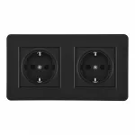 Розетка двойная (двухпостовая) с заземлением и шторками Arte Milano SET16-2-40-1x2 black от ImperiumLoft