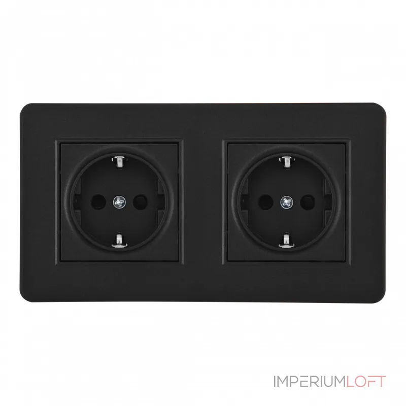 Розетка двойная (двухпостовая) с заземлением и шторками Arte Milano SET16-2-40-1x2 black от ImperiumLoft Розетка двойная (двухпостовая) с заземлением и шторками Arte Milano SET16-2-40-1x2 black от ImperiumLoft