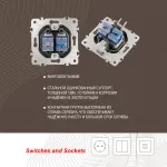 Розетка телефонная RJ11 + компьютерная RJ45 205.44-1.shampan от ImperiumLoft