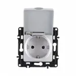 Розетка с заземлением, шторками и защитной крышкой, 16A 250V 217.41-1.silver от ImperiumLoft