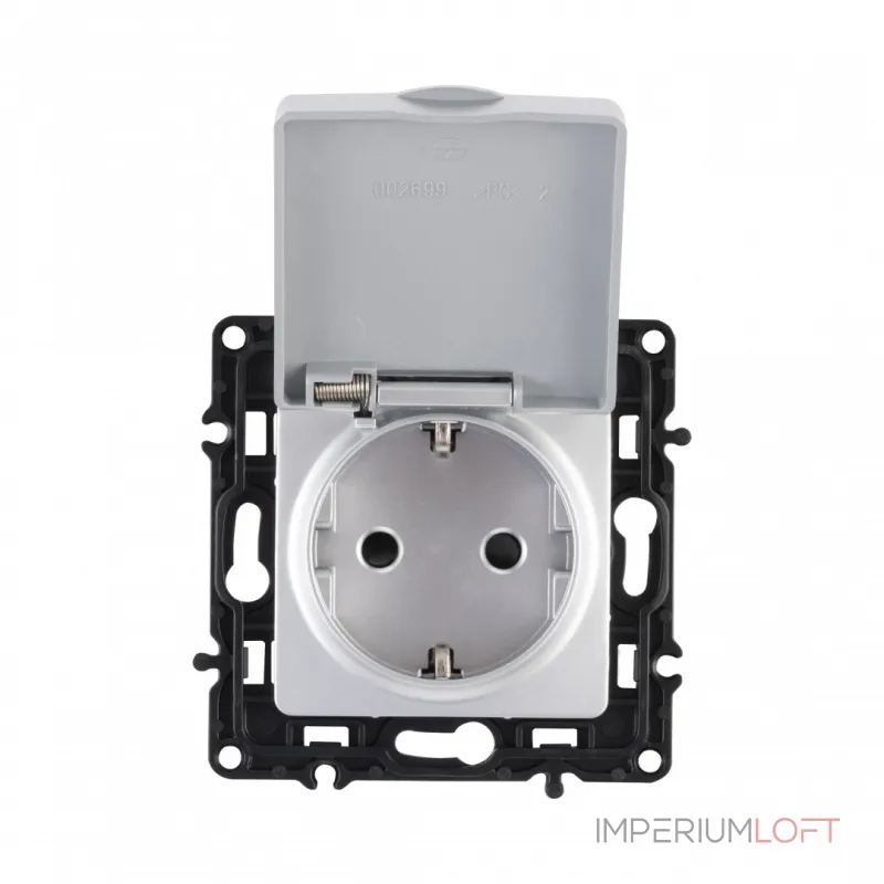 Розетка с заземлением, шторками и защитной крышкой, 16A 250V 217.41-1.silver от ImperiumLoft