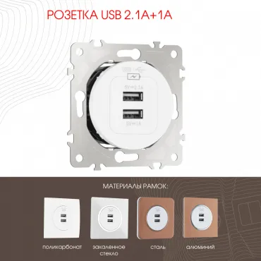 Розетка USB 2.1А+1А 202.46-1.white Розетка USB 2.1А+1А 202.46-1.white