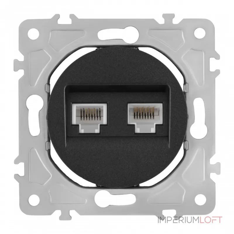 Розетка телефонная RJ11 + интернет RJ45 202.44-1.black от ImperiumLoft Розетка телефонная RJ11 + интернет RJ45 202.44-1.black от ImperiumLoft