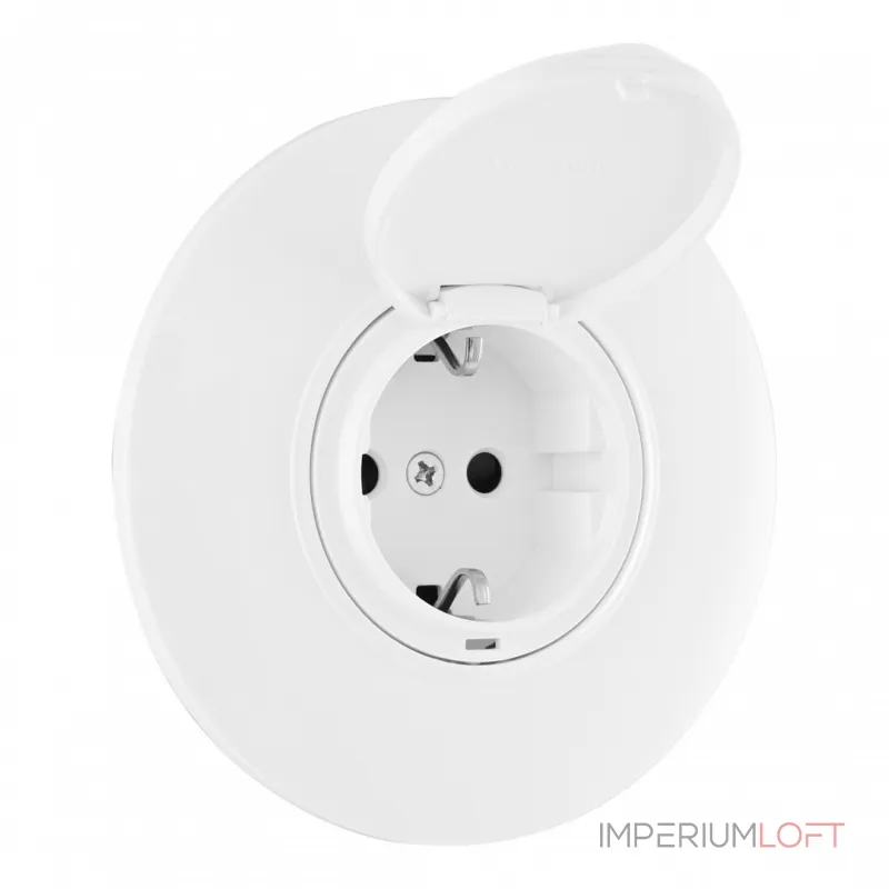 Розетка круглая с заземлением и шторками Arte Milano SET08-1-41-1 white от ImperiumLoft