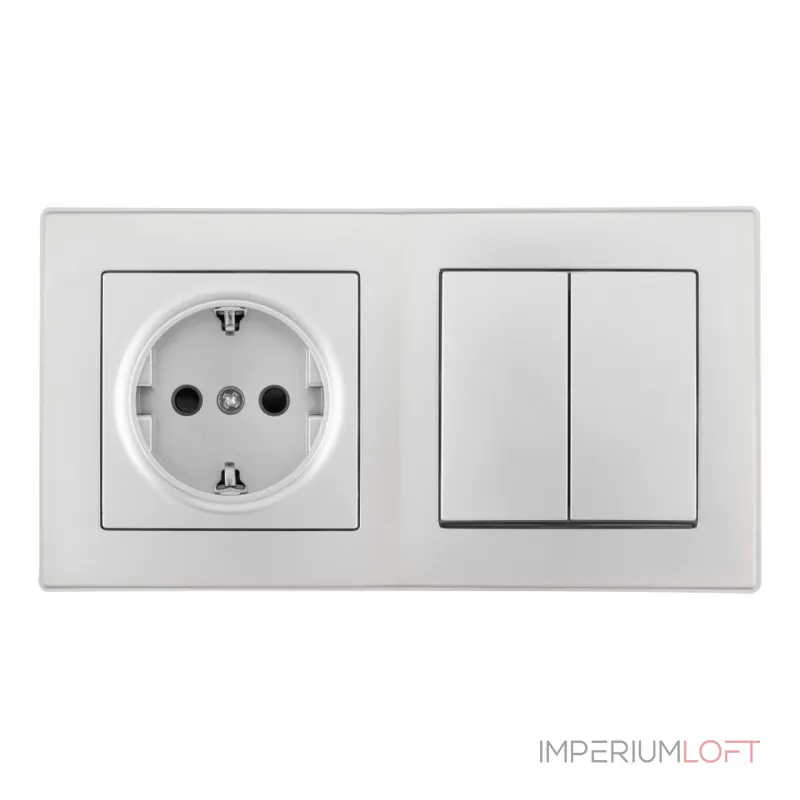 Выключатель двухклавишный с розеткой, заземлением, шторками Arte Milano SET06-2-30-2-40-1 silver от ImperiumLoft Выключатель двухклавишный с розеткой, заземлением, шторками Arte Milano SET06-2-30-2-40-1 silver от ImperiumLoft