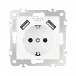 Розетка с заземлением, шторками + 2 USB, 16A 250V, USB DC 5V 2.1A 206.47-1.white от ImperiumLoft