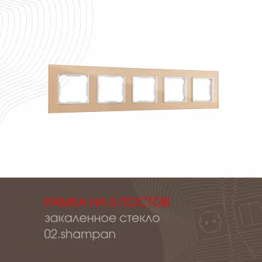 Рамка из закаленного стекла на 5 постов 503.02-5.shampan