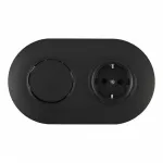 Выключатель круглый одноклавишный с розеткой, заземлением, шторками Arte Milano SET08-2-40-1-30-1 black от ImperiumLoft