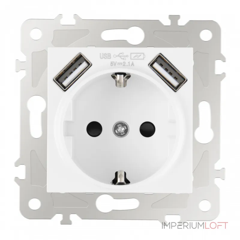 Розетка с заземлением, шторками + USB, 16A 250V, USB DC 5V 2.1A 203.47-1.white от ImperiumLoft Розетка с заземлением, шторками + USB, 16A 250V, USB DC 5V 2.1A 203.47-1.white от ImperiumLoft