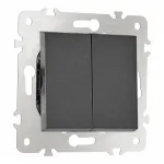 Выключатель двухклавишный, 10AX 250V 203.30-2.black от ImperiumLoft