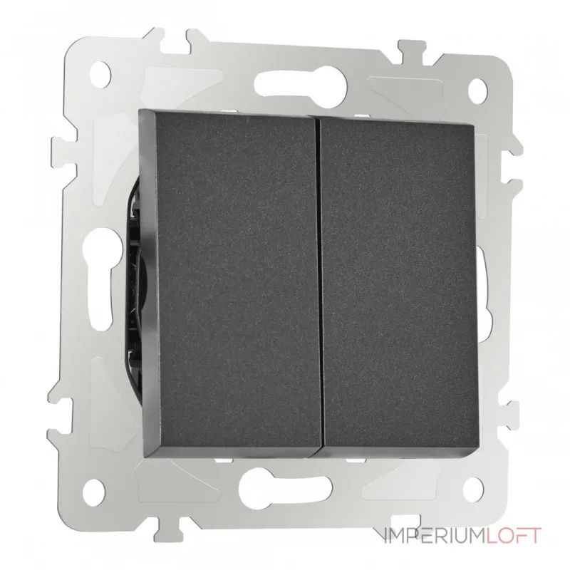Выключатель двухклавишный, 10AX 250V 203.30-2.black от ImperiumLoft