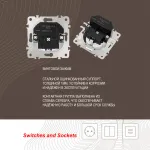 Розетка с заземлением, шторками + 2 USB, 16A 250V, USB DC 5V 2.1A 206.47-1.white от ImperiumLoft