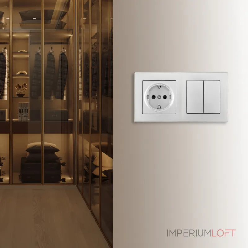 Выключатель двухклавишный с розеткой, заземлением, шторками Arte Milano SET06-2-30-2-40-1 silver от ImperiumLoft Выключатель двухклавишный с розеткой, заземлением, шторками Arte Milano SET06-2-30-2-40-1 silver от ImperiumLoft