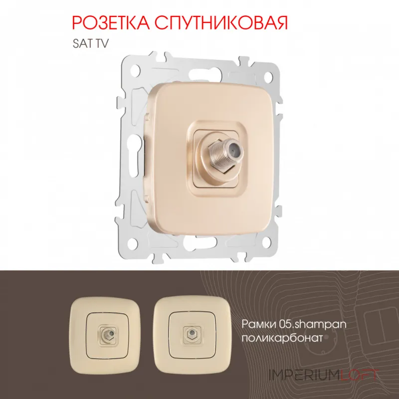 Розетка спутниковая, SAT TV 205.42-1.shampan от ImperiumLoft