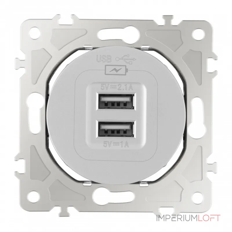 Розетка USB 2.1А+1А 202.46-1.silver от ImperiumLoft