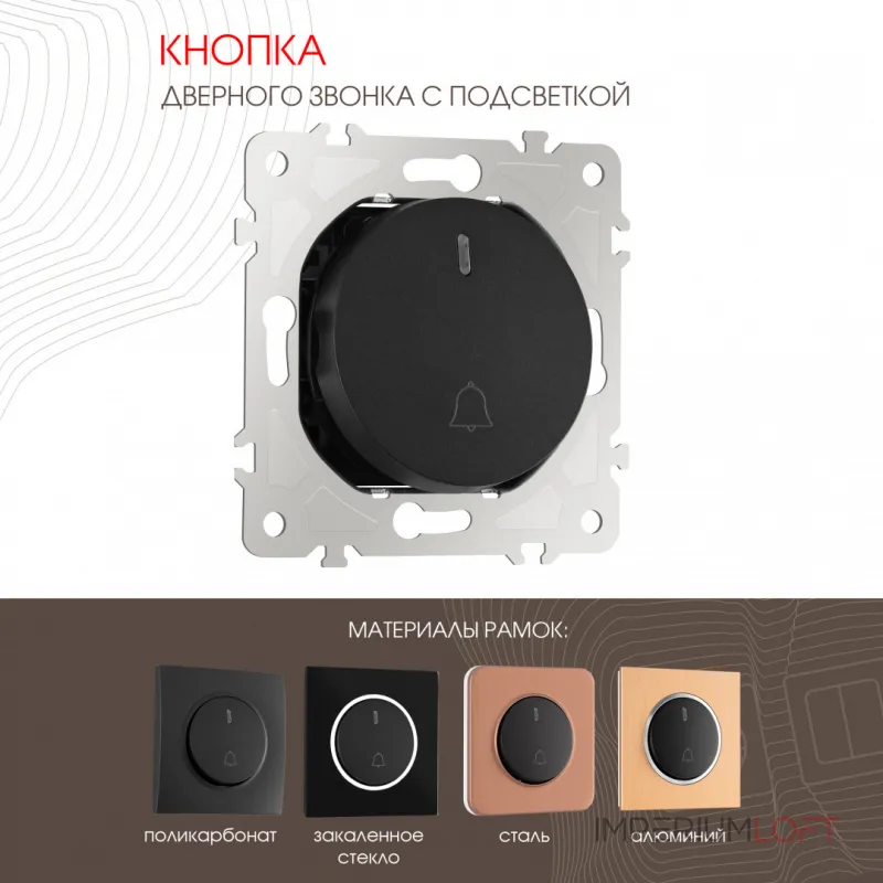 Кнопка дверного звонка с подсветкой, 10A 250V 202.37-1.black от ImperiumLoft Кнопка дверного звонка с подсветкой, 10A 250V 202.37-1.black от ImperiumLoft