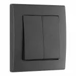 Выключатель двухклавишный с рамкой Arte Milano SET06-1-30-2 black от ImperiumLoft