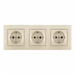 Розетка тройная (трехпостовая) с заземлением и шторками Arte Milano SET06-3-40-1x3 shampan от ImperiumLoft