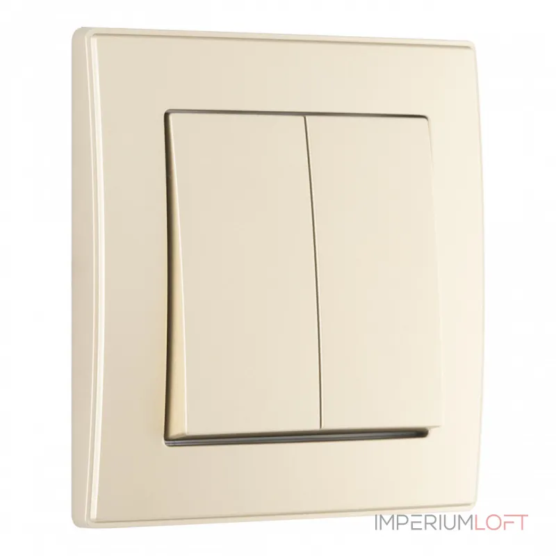 Выключатель двухклавишный с рамкой Arte Milano SET06-1-30-2 shampan от ImperiumLoft