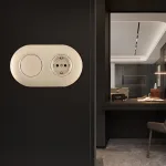 Выключатель круглый одноклавишный с розеткой, заземлением, шторками Arte Milano SET08-2-40-1-30-1 shampan от ImperiumLoft