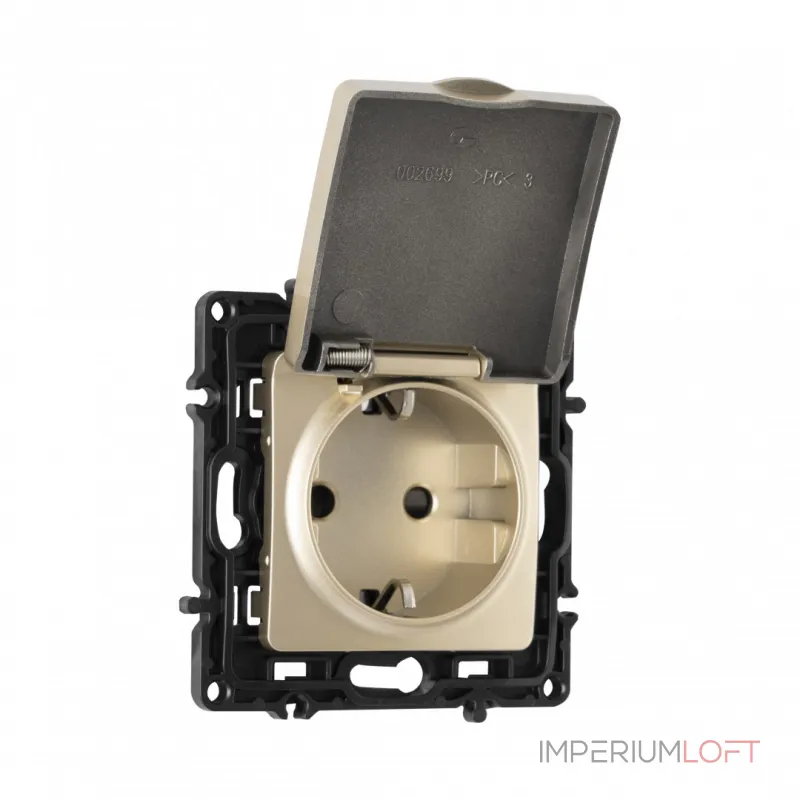 Розетка с заземлением, шторками и защитной крышкой, 16A 250V 217.41-1.shampan от ImperiumLoft