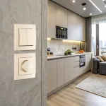 Выключатель двухклавишный с рамкой Arte Milano SET06-1-30-2 shampan от ImperiumLoft