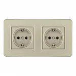 Розетка двойная (двухпостовая) с заземлением и шторками Arte Milano SET16-2-40-1x2 shampan от ImperiumLoft
