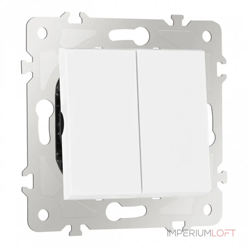 Выключатель двухклавишный проходной (на 2 направления), 10AX 250V 203.32-2.white от ImperiumLoft