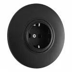 Розетка круглая с заземлением, шторками, рамкой однопостовой Arte Milano SET08-1-40-1 black от ImperiumLoft