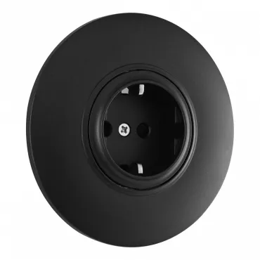Розетка круглая с заземлением, шторками, рамкой однопостовой Arte Milano SET08-1-40-1 black Розетка круглая с заземлением, шторками, рамкой однопостовой Arte Milano SET08-1-40-1 black