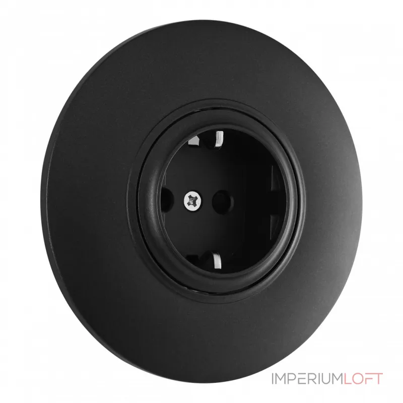 Розетка круглая с заземлением, шторками, рамкой однопостовой Arte Milano SET08-1-40-1 black от ImperiumLoft Розетка круглая с заземлением, шторками, рамкой однопостовой Arte Milano SET08-1-40-1 black от ImperiumLoft