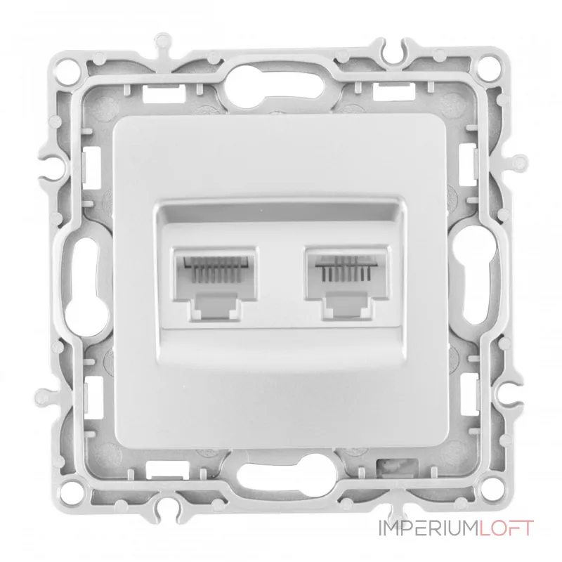 Розетка телефонная RJ11 + компьютерная RJ45 217.44-1.silver от ImperiumLoft