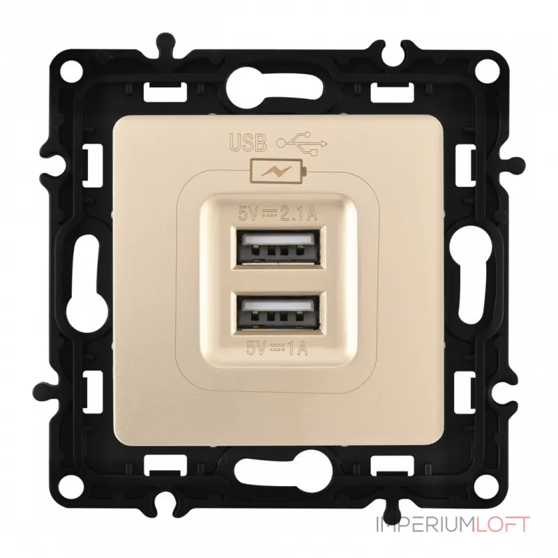 Розетка USB 2.1А+1А 217.46-1.shampan от ImperiumLoft Розетка USB 2.1А+1А 217.46-1.shampan от ImperiumLoft