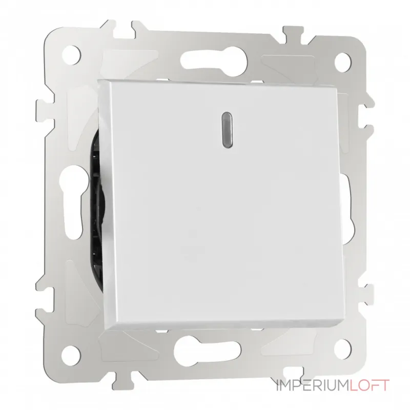 Переключатель одноклавишный перекрёстный с подсветкой, 10AX 250V 203.35-1.silver от ImperiumLoft