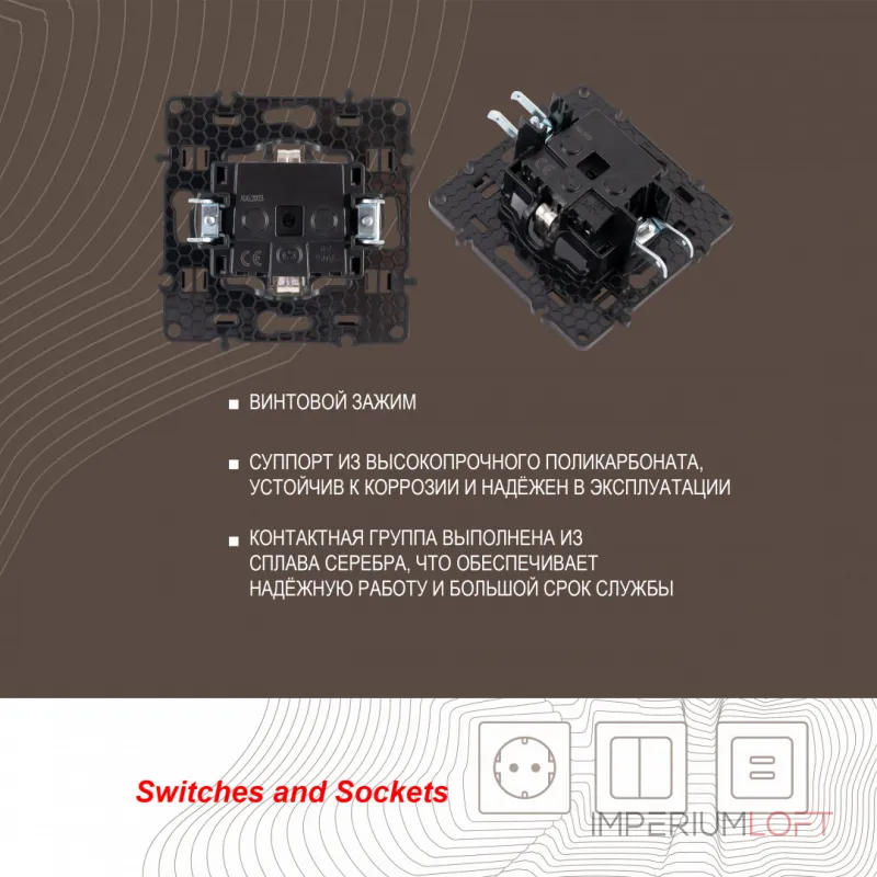 Розетка с заземлением, шторками и защитной крышкой, 16A 250V 217.41-1.shampan от ImperiumLoft
