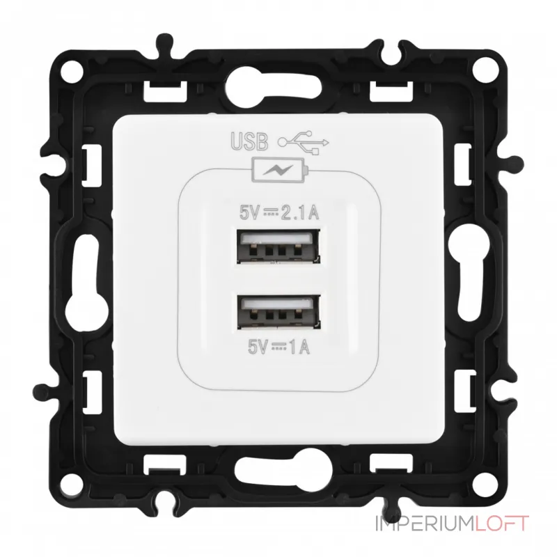Розетка USB 2.1А+1А 217.46-1.white от ImperiumLoft