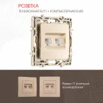 Розетка телефонная RJ11 + компьютерная RJ45 217.44-1.shampan от ImperiumLoft
