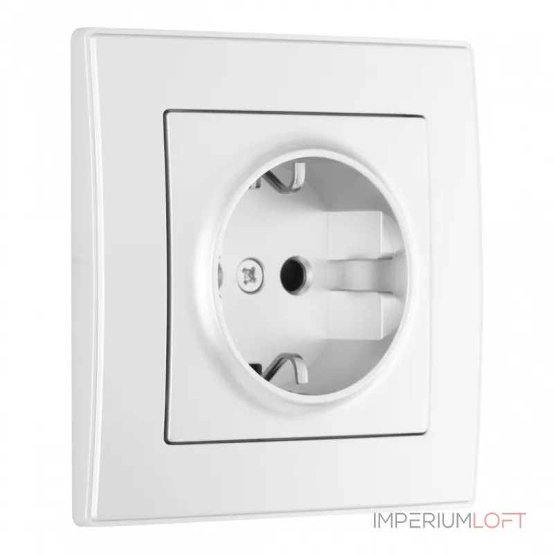 Комплект розетки с заземлением, шторками, рамкой однопостовой Arte Milano SET06-1-40-1 silver от ImperiumLoft