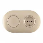 Выключатель круглый одноклавишный с розеткой, заземлением, шторками Arte Milano SET08-2-40-1-30-1 shampan от ImperiumLoft